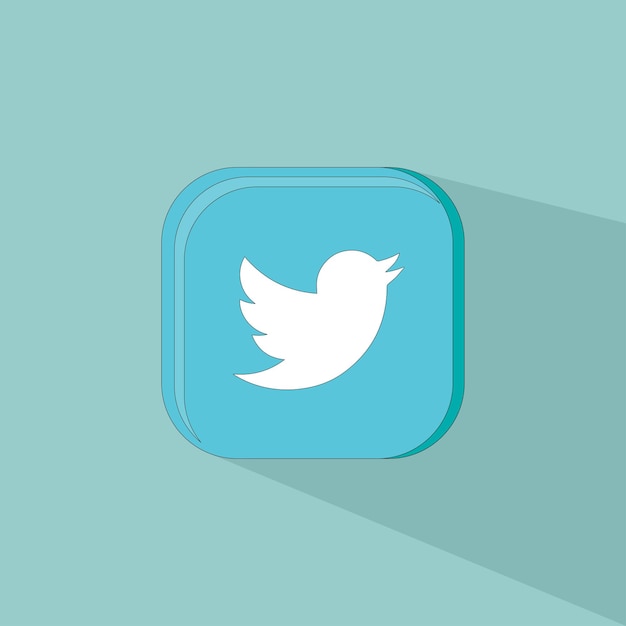 Icon bird social media blue colored vector