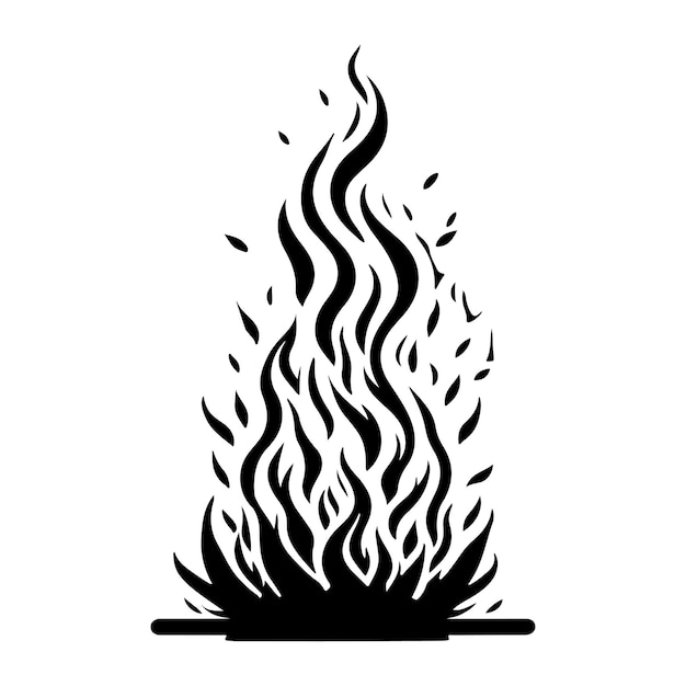 Vector icon bonfire hand tekenen zwarte kleur kamp logo symbool perfect