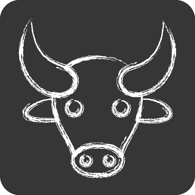 Icon Buffalo related to Animal Head symbol chalk Style simple design editable