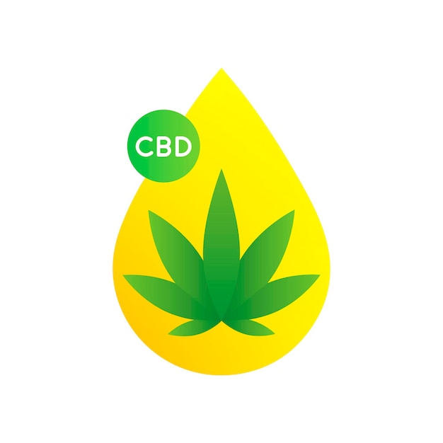 大麻油のアイコン。 CBDオイルのシンボル。フラットなイラスト。