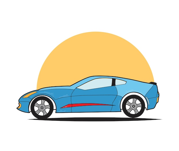 Icon Car with Sun on a White Background Vector