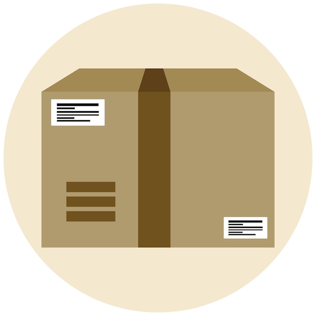 Vector icon cardboard box with a barcode beige and brown colors clip art vector