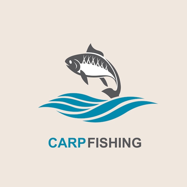 icon of carp fish with waves