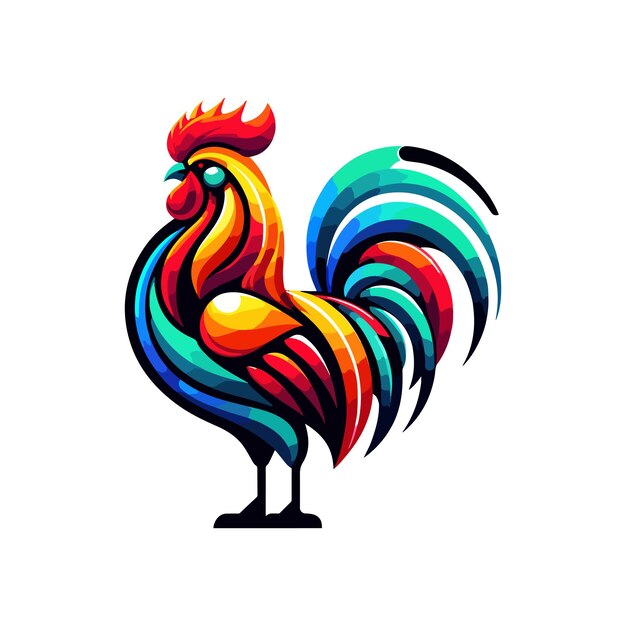 icon character colorful rooster