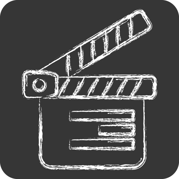 Icon Clapper Board related to Entertainment symbol chalk Style simple design illustration