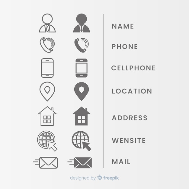 Vector icon collection for business card