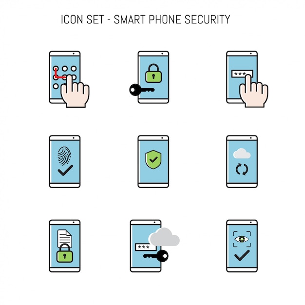 Pacchetto di raccolta di icone con smartphone