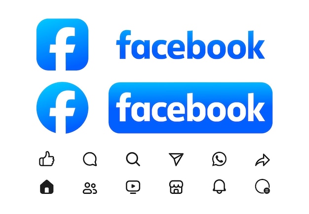 ベクトル 透明な背景にフェイスブックのロゴが描かれたアイコンコレクション