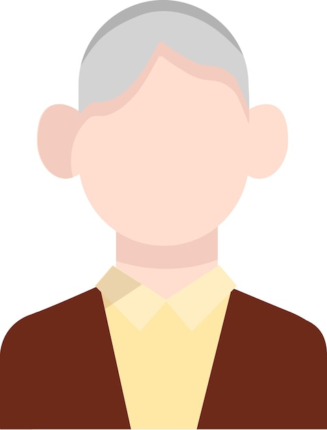 Vector icon colored man young boy adult avatar with short gray hair faceless