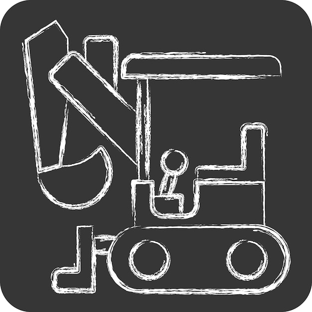 Vector icon compact excavator gerelateerd aan construction vehicles symbool krijt stijl eenvoudig ontwerp bewerkbaar eenvoudige illustratie