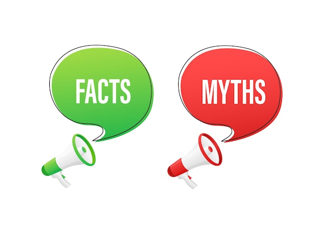 Vector icon for concept design icon with fact vs myths on transparent background for concept