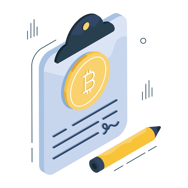 Vector an icon design of bitcoin contract paper