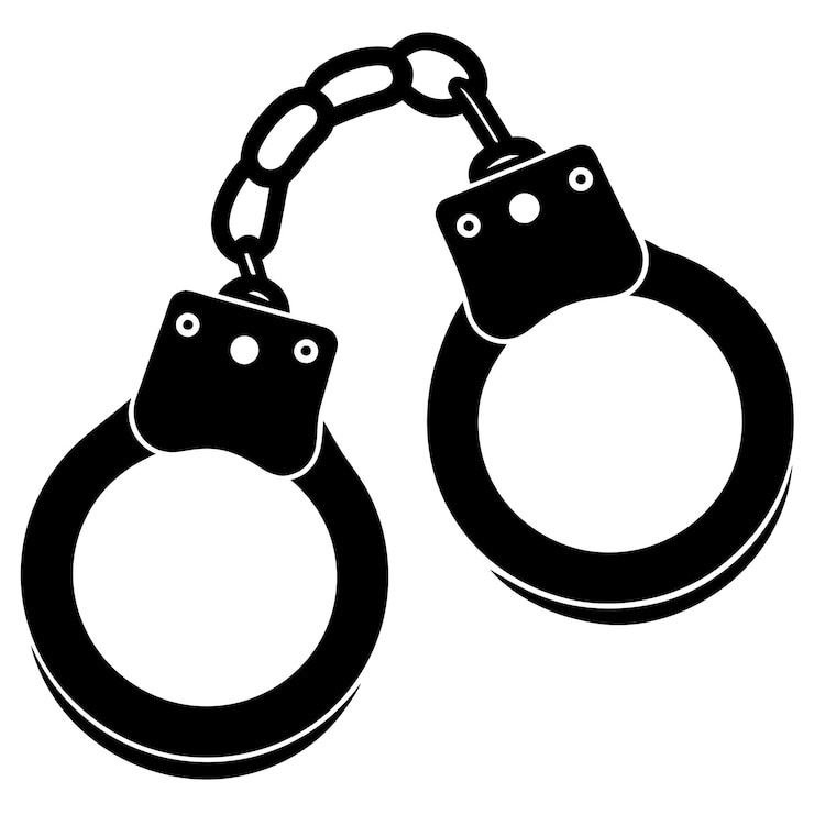Vector icon design for handcuffs in vector illustration hand freeing itself from the handcuffs