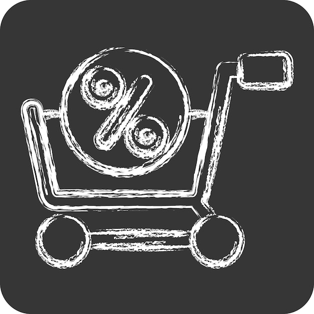 Vector icon discount related to online store symbol chalk style simple illustration shop