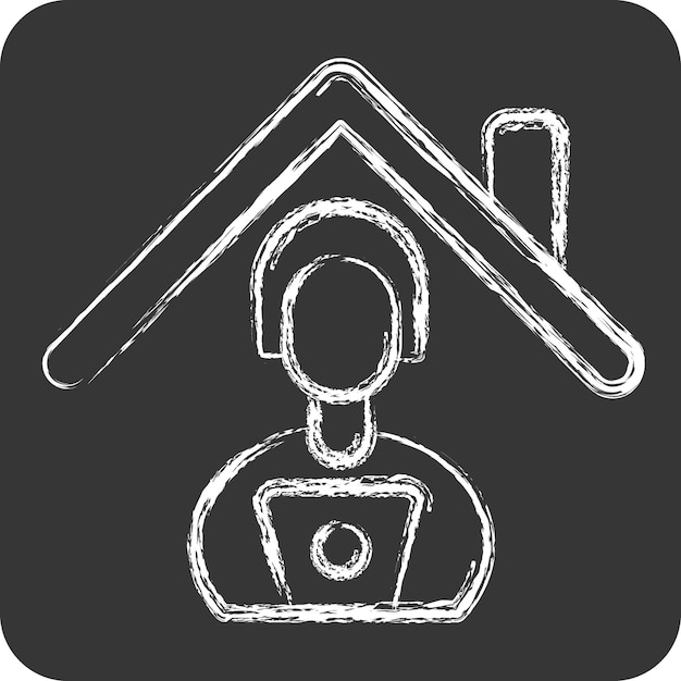 Icon Distance Learning related to Remote Working symbol chalk Style simple design illustration