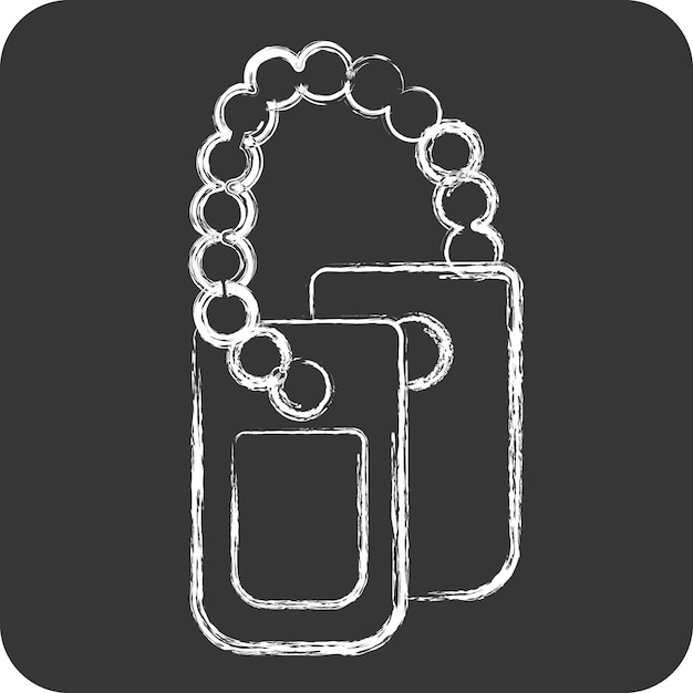 Vector icon dog tag related to military symbol chalk style simple design editable simple illustration