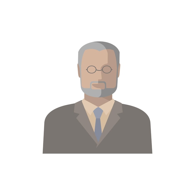 Icon elderly intelligent man with glasses and formal suit a Professor gentleman Male avatar