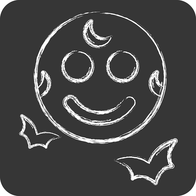 ハロウィーンのシンボルに関連する満月のアイコン チョーク スタイル シンプルなデザインのイラスト
