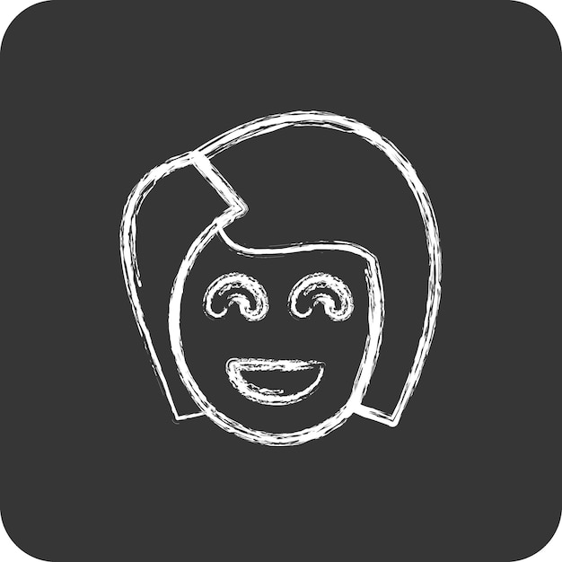 Vector icon girl friend related to valentine39s day symbol chalk style simple design editable