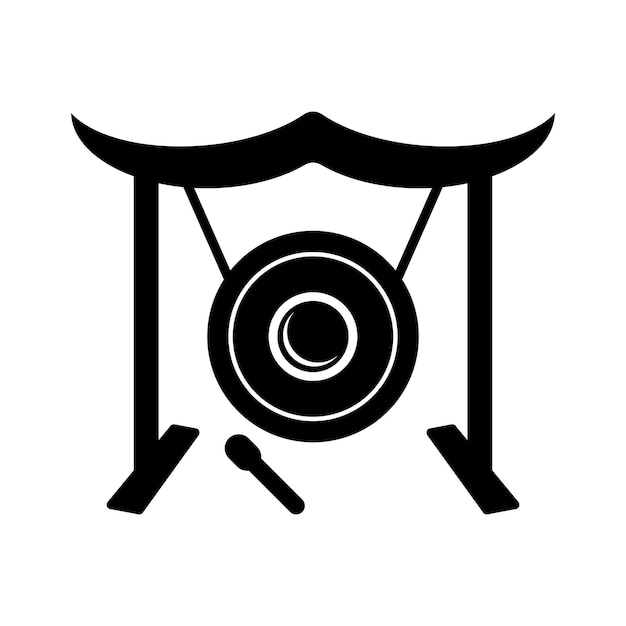 Vettore icona di gong o strumento musicale tradizionale indonesiano disegno di simbolo di illustrazione vettoriale