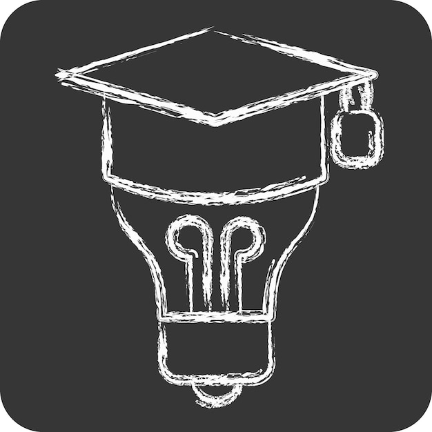 Icon Graduation Idea related to Learning symbol chalk Style simple design illustration