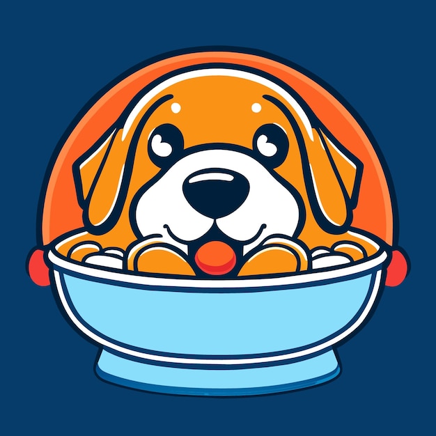 icon of a happy beagle with one eye closed and tongue sticking out taking a bath vector illustration