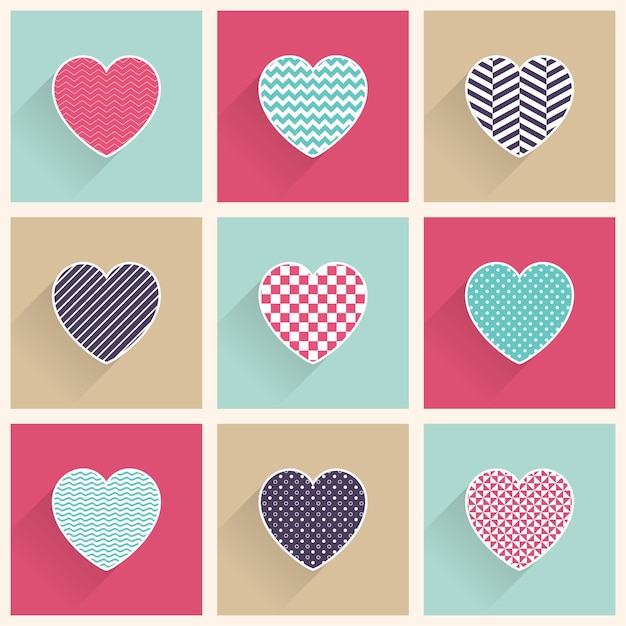 Icon hearts illustration. Valentines day card for holiday template. Creative and luxury style