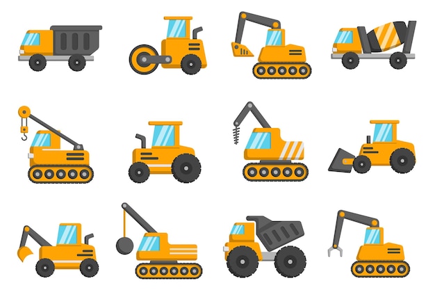 Icon heavy equipment elements collection