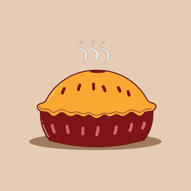 Icon Hot Pie Food Colored Vector