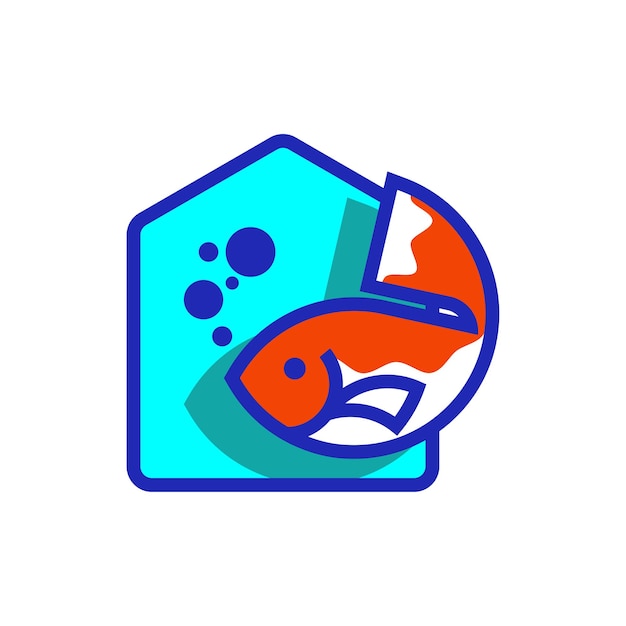 Vector icon house fish logo