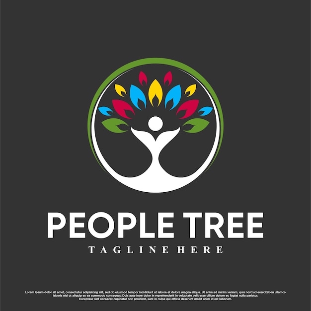 Icon human tree or people tree logo design with creative concept