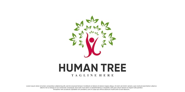 Icon human tree or people tree logo design with creative concept