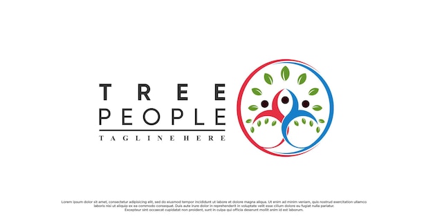 Icon human tree or people tree logo design with creative concept