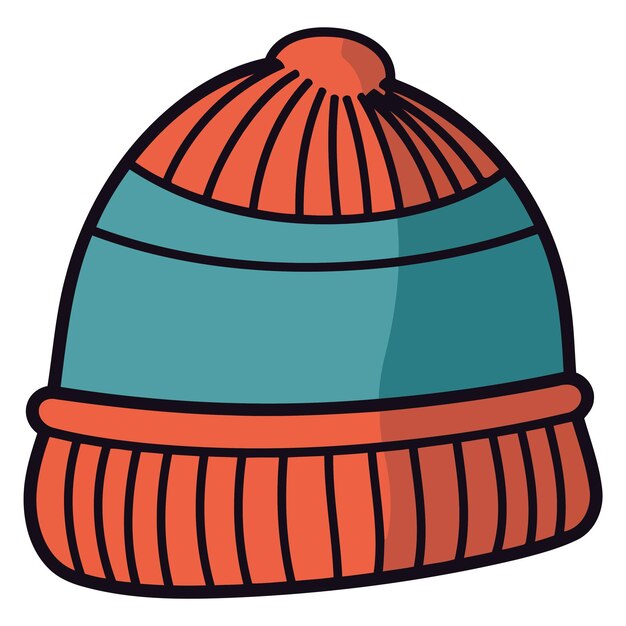 Vector an icon illustrating a childs beanie hat drawn in a basic vector format highlighting