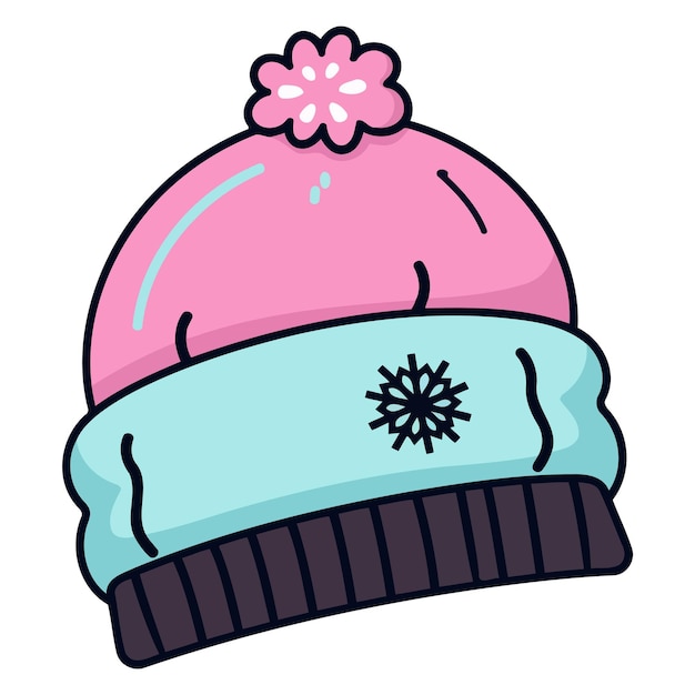 Vector an icon illustrating a childs beanie hat drawn in a basic vector format highlighting