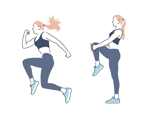 Vector icon illustration of a woman exercising with shoes