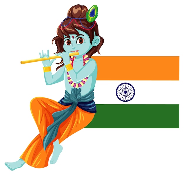 An icon of Indian flag with Vishnu god