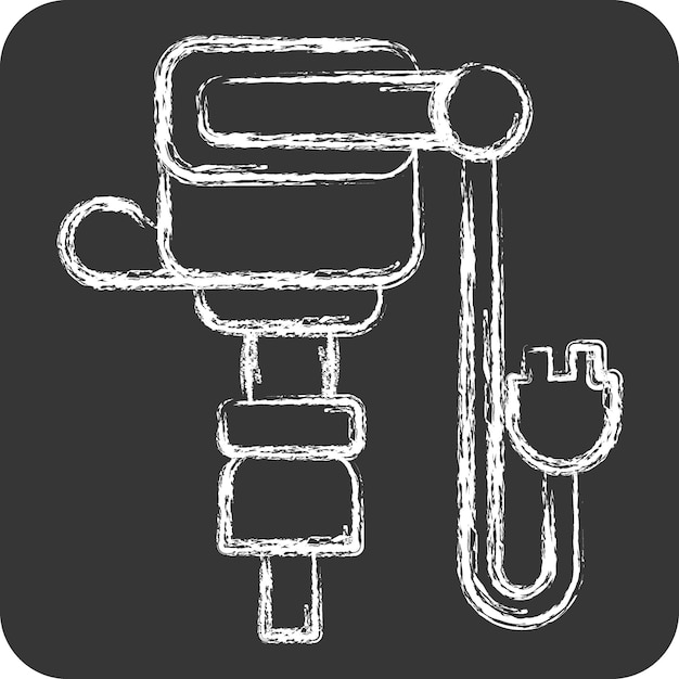 Икона Джек Хаммер, связанная с символом строительства мелом Стиль простой дизайн редактируемый простая иллюстрация