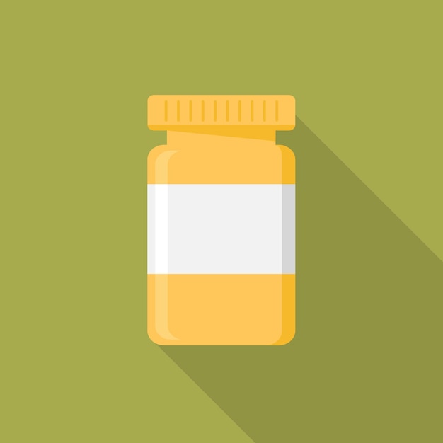 Vector icon of a jar on a coloured background with a shadow concept of a drug diet supplement sports nutrition vector illustration