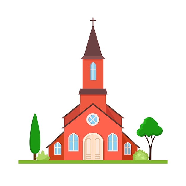 Icon kerk voor webdesign en applicatie-interface voor religie architectuurontwerp vector illustratie vlakke stijl