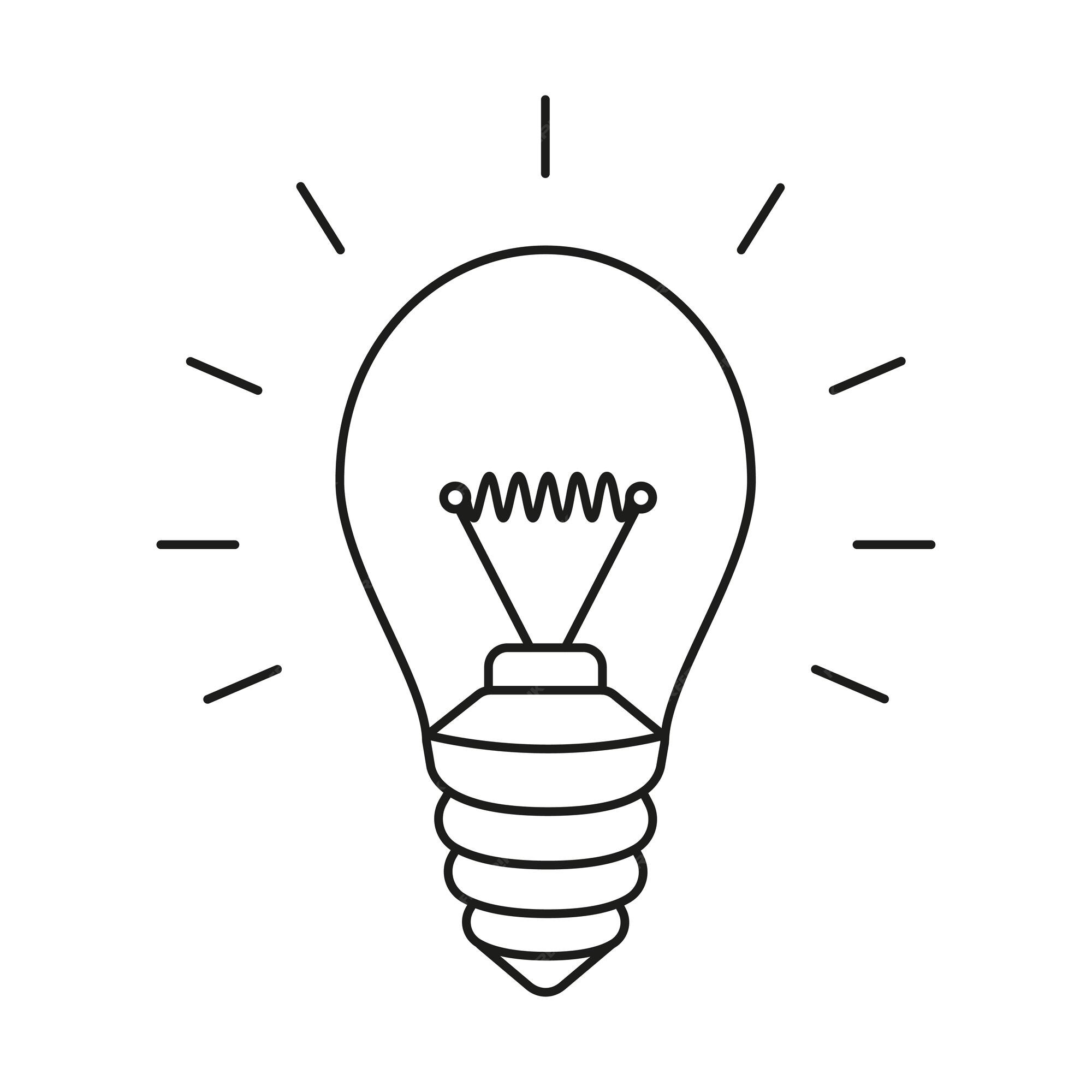 Light Bulb Line Icon Isolated On White Royalty Free Vector, 54% OFF