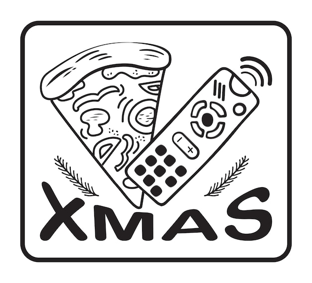 ベクトル xmasのピザパーティーのアイコンロゴデザイン