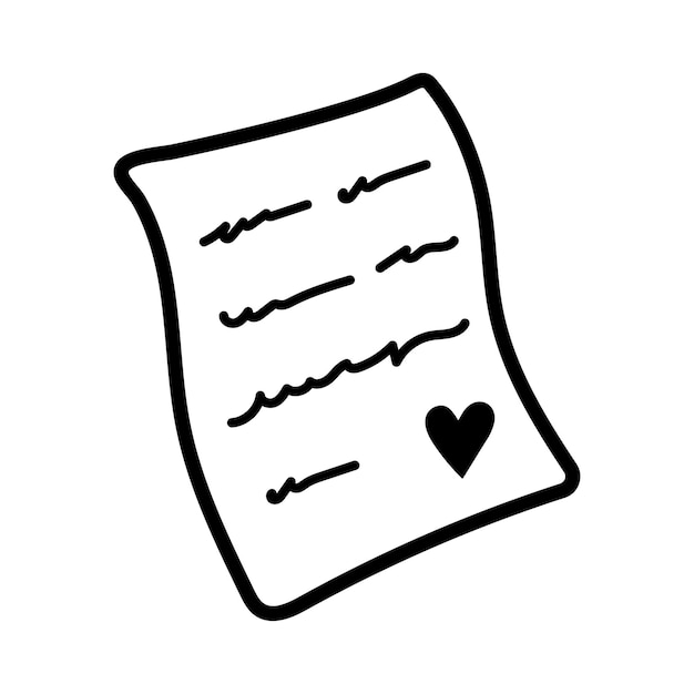 Icon of Love letter in doodle line style