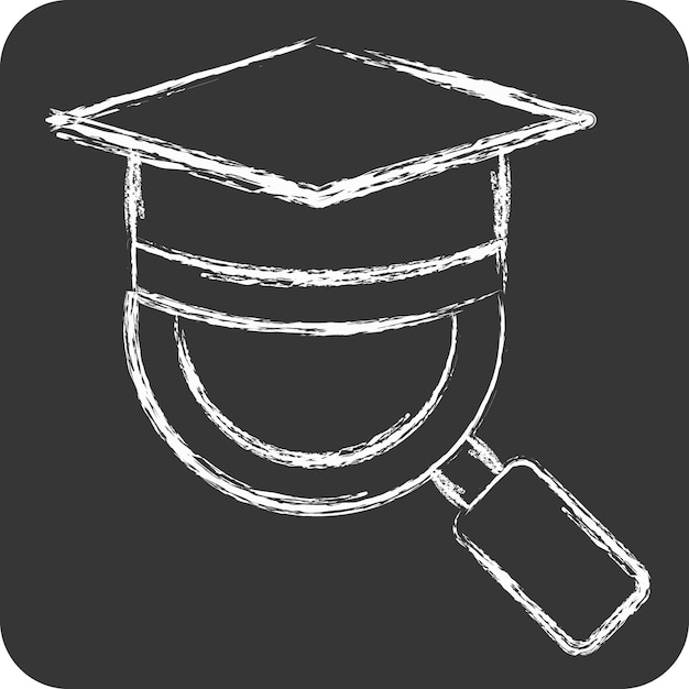 Vector icon magnify mortar board related to learning symbol chalk style simple design illustration