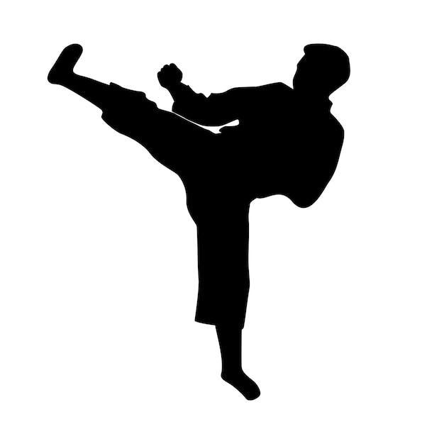 Icon of man doing taekwondo kick vector