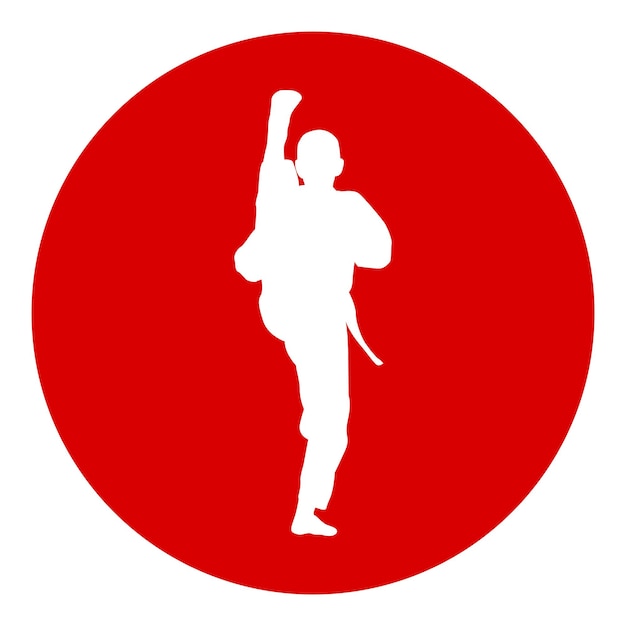 Icon of man doing taekwondo kick vector