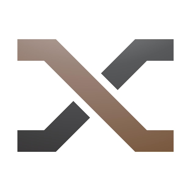 Icon met bruine en zwarte letter x met kruisende lijnen