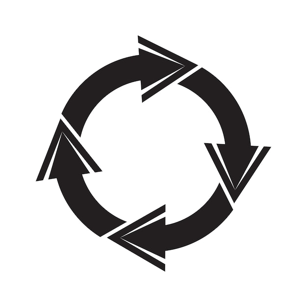 Icon met cirkelvormige pijl Recycling vector symbool Zwarte pijl cyclus Cirkelvormige bewegingsvorm