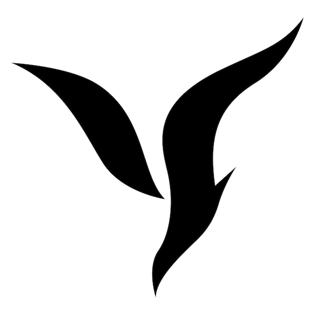 Icon met de letter Y in de vorm van een zwarte duikvogel