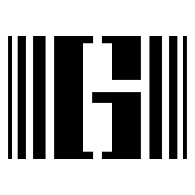 Icon met de zwarte letter G met verticale strepen